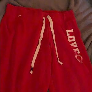 red love sweat pants rhinestones